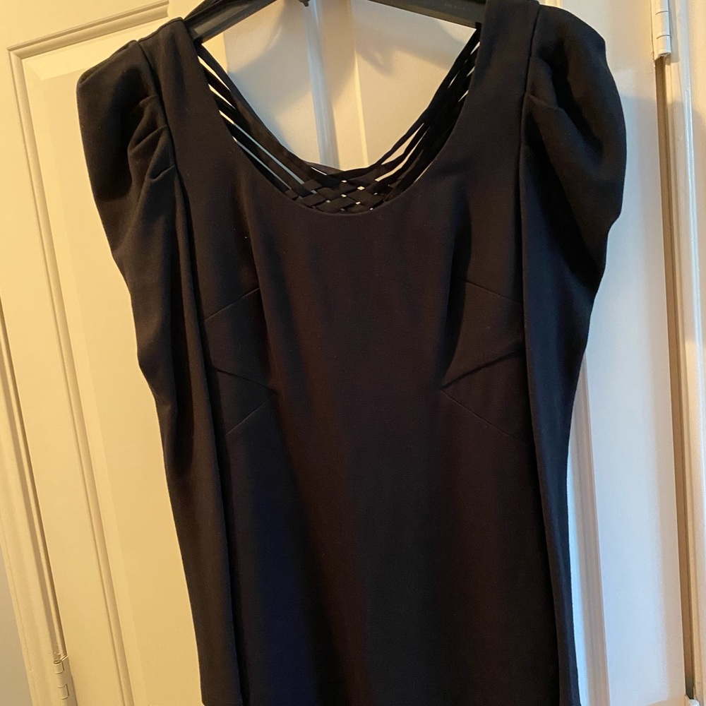 Bebe black dress with puff sleeves